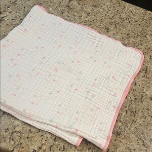 aden + anais White Blanket with Pink Edge 44x44 inches